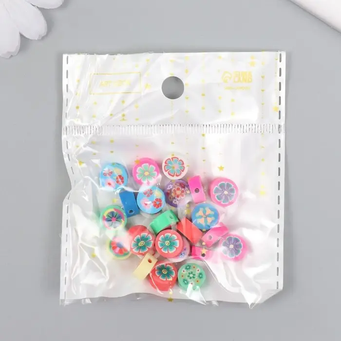 Бусины для творчества PVC "Цветочки на полянке" набор 25 шт 0,5х0,9х0,9 см