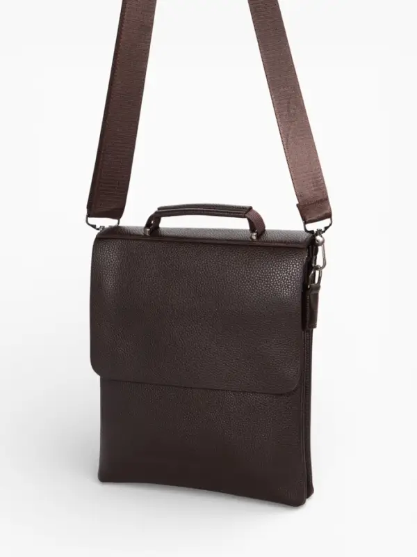 Сумка планшет мужская TEXTURA, 2 отдела на молнии, наружный карман, 23&times;4&times;26 см, коричневая