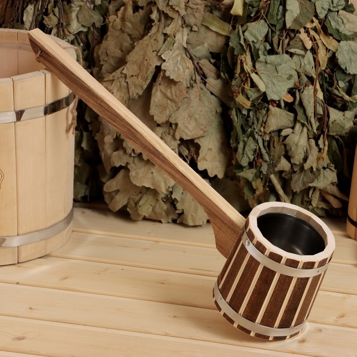 Черпак из липы Черпак из липы "Добрыня", 0.5л, 54 см, нержавеющая вставка, с длинной ручкой, Термо