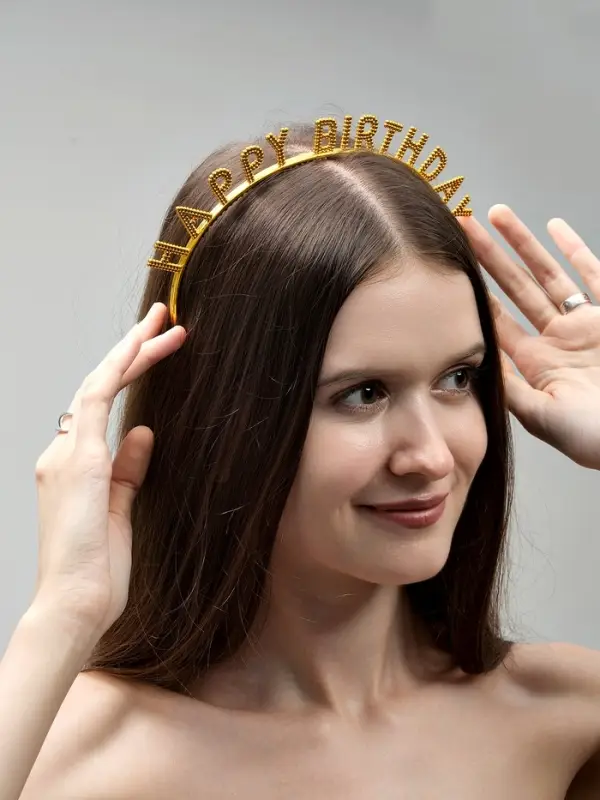 Ободок Ободок "Happy birtday" золотой