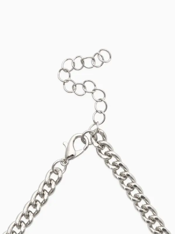 Колье &laquo;Сердце&raquo; керамика, на цепочке с жемчугом, цвет красно-белый в серебре, L=35+7см