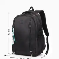 Рюкзак школьный, 2 отделения, 5 карманов, 33&times;17&times;47 см, чёрный