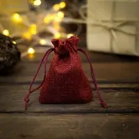 Мешочек подарочный из холщи, красный, 7×9 см