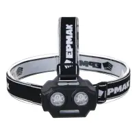 Фонарь налобный тм ЕРМАК, 2 P30 LED +3 SMD, 5 режимов, 1200мАч, 7,2х4,8х4см, USB кабель, пластик