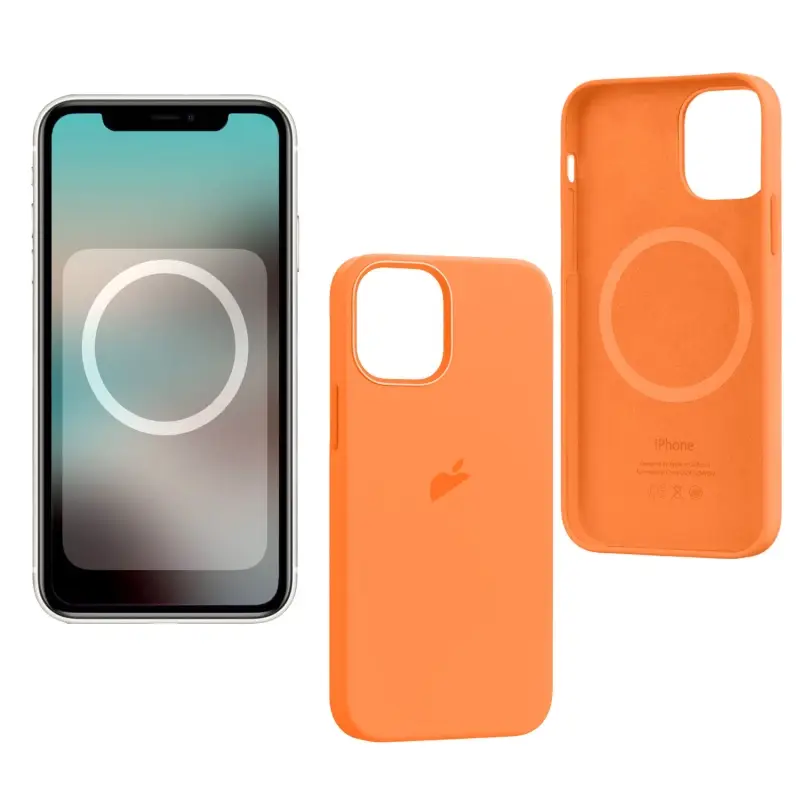 Чехол iPh 12/12 Pro Silicon Case 100% ORG Kumquat (MagSafe + анимация NFC) c LOGO Чехол iPh 12/12 Pro Silicon Case 100% ORG Kumquat (MagSafe + анимация NFC) c LOGO