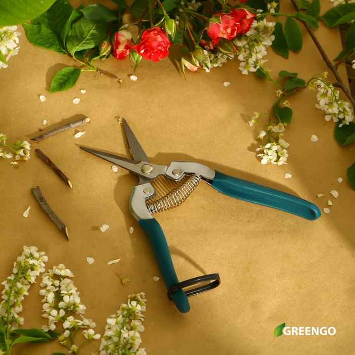 Ножницы садовые, 7 Ножницы садовые, 7" (18 см), с металлическими ручками, обрезиненная ручка, Greengo