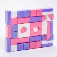 Кубики детские, пластиковые, цветные, 41 штука, 6&times;6 см, цвет розовый