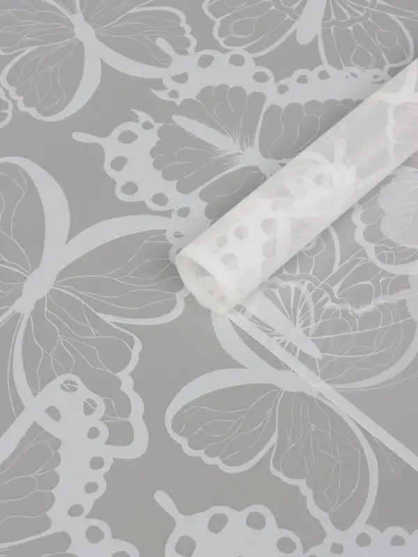 Пленка для цветов, "Бабочки", белая, 57х57 см