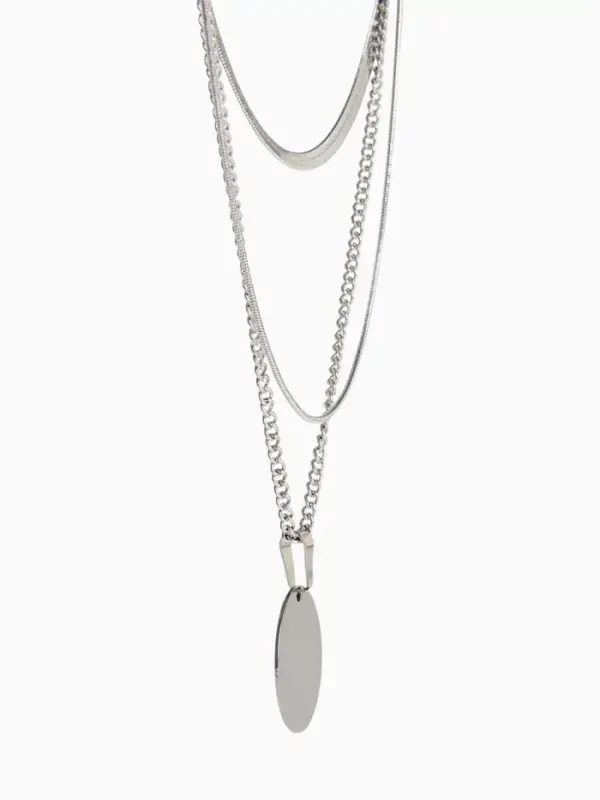 Кулон на цепочке &laquo;Цепь&raquo;, классический диск, цвет серебро, 50 см