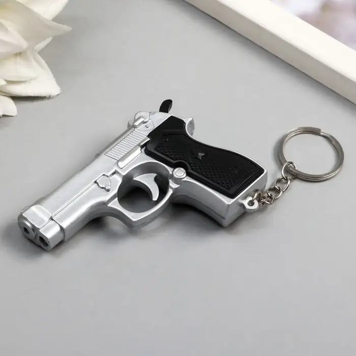 Фонарик свет+лазер на кольце  Фонарик свет+лазер на кольце "Пистолет" 2 режима  7х5х1,7 см