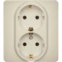 Розетка 2-местная с заземлением без защитных шторок 16А в сборе слоновая кость INSPIRIA
