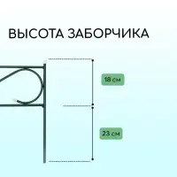 Ограждение декоративное, 41&times;415 см, 5 секций, с заглушками, металл, зелёное, &laquo;Узкий&raquo;