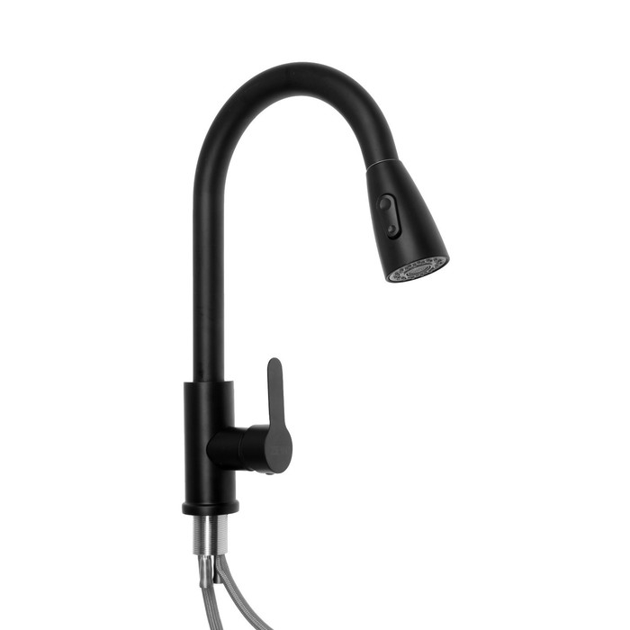 Смеситель для кухни ZEIN Z2941, выдвижная лейка 2 режима, картридж 35мм, нерж. сталь, черный Смеситель для кухни ZEIN Z2941, выдвижная лейка 2 режима, картридж 35мм, нерж. сталь, черный