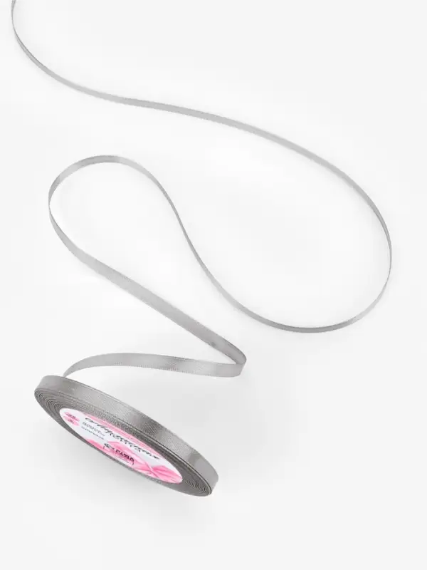 Лента атласная, 6 мм, 23±1 м, тёмно-серая №180 Лента атласная, 6 мм, 23±1 м, тёмно-серая №180