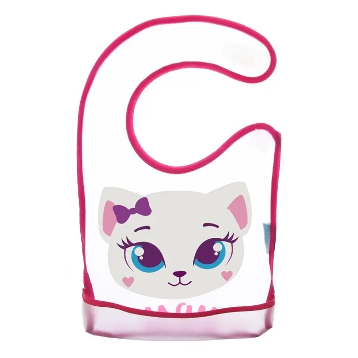 Нагрудник для кормления M&B &laquo;Котёнок&raquo; непромокаемый на липучке, с карманом, МИКС