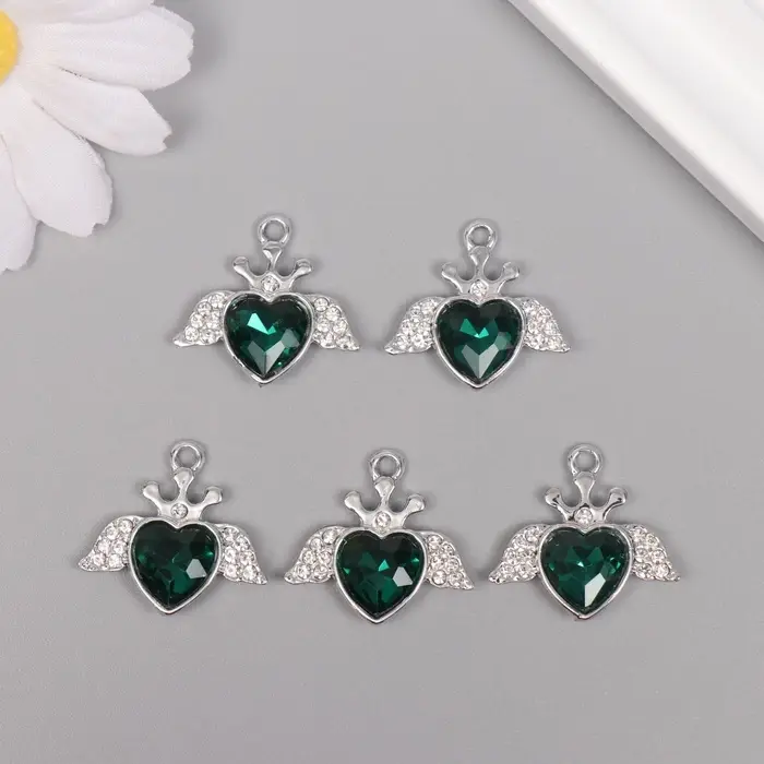 Декор для творчества металл, стразы Декор для творчества металл, стразы "Сердце с крыльями" серебро 2,2х2,4х0,5 см