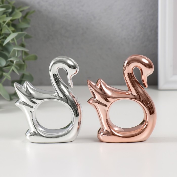 Сувенир керамика держатель для салфеток "Лебедь" МИКС 8,5х6,7х2,2 см