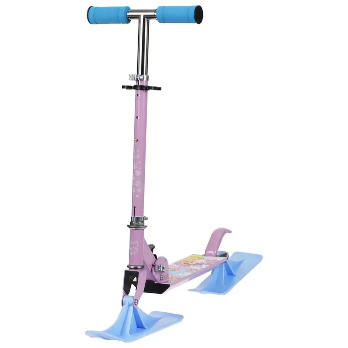 Самокат-снегокат 2 в 1 Snow Cat, колёса 120 мм, голубой, сиреневый