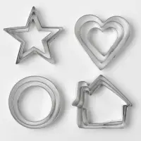 Формы для печенья Доляна &laquo;Домик.Круг.Сердце.Звезда&raquo;, набор 12 шт., металл, серебристые