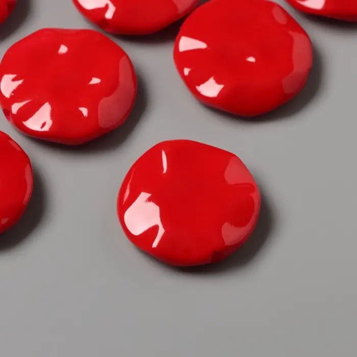 Бусины для творчества акрил Бусины для творчества акрил "Плоский мятый круг" красный 2,5х2,5х0,6 см