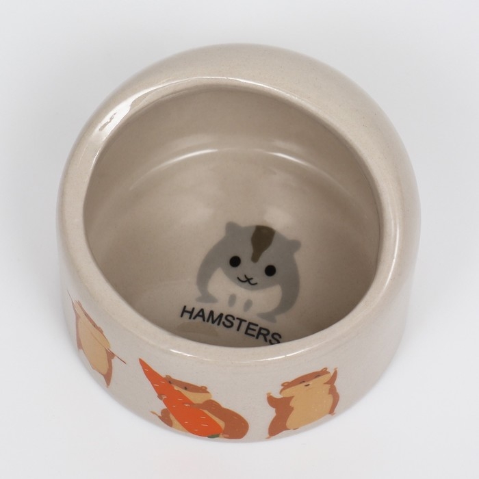 Миска керамическая Миска керамическая "Хомяки" 65мл, 6,3 х 4,5 см, бежевая с принтом