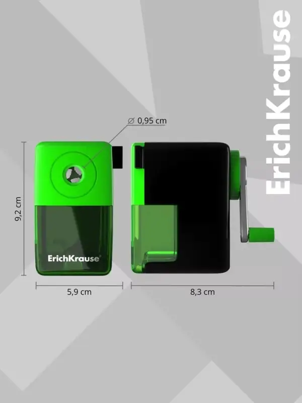 Точилка механическая ErichKrause, с контейнером, с креплением к столу, диаметр отверстия 8 мм, МИКС