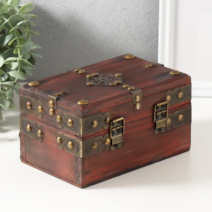 Шкатулка сундук дерево "Аделина" красная 17,5х11х9,5 см