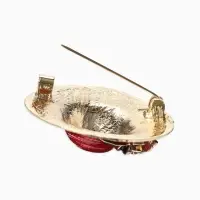 Брошь &laquo;Шляпа&raquo; с цветком, цветная в черненом золоте