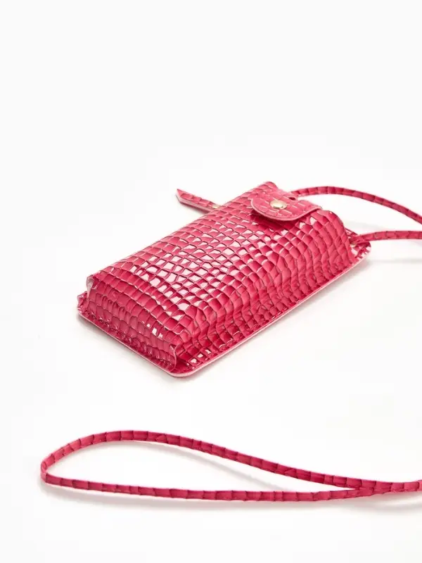 Сумка на магните, с длинным ремнём, однотонная, 10&times;2.5&times;20 см, розовая
