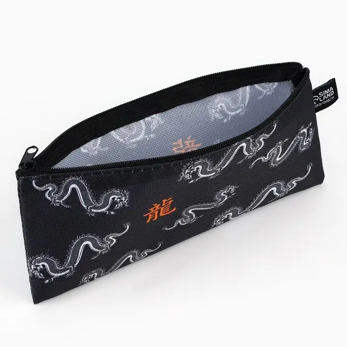 Пенал школьный, текстиль, плоский, 20&times;8 см &laquo;Дракон&raquo;