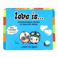 Освежающие конфеты Love is...в форме сердца со вкусом мяты, в блистере и обечайке, 10.8 г
