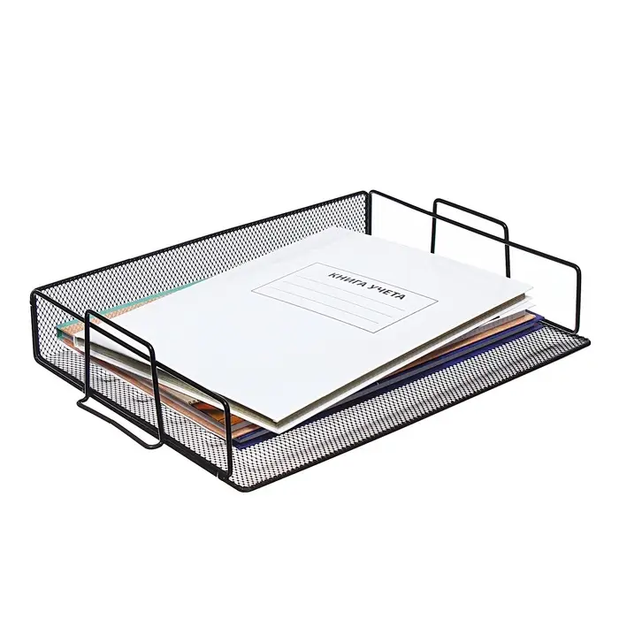 Лоток для бумаг Calligrata, горизонтальный, металлическая сетка, 1 отделение, чёрный