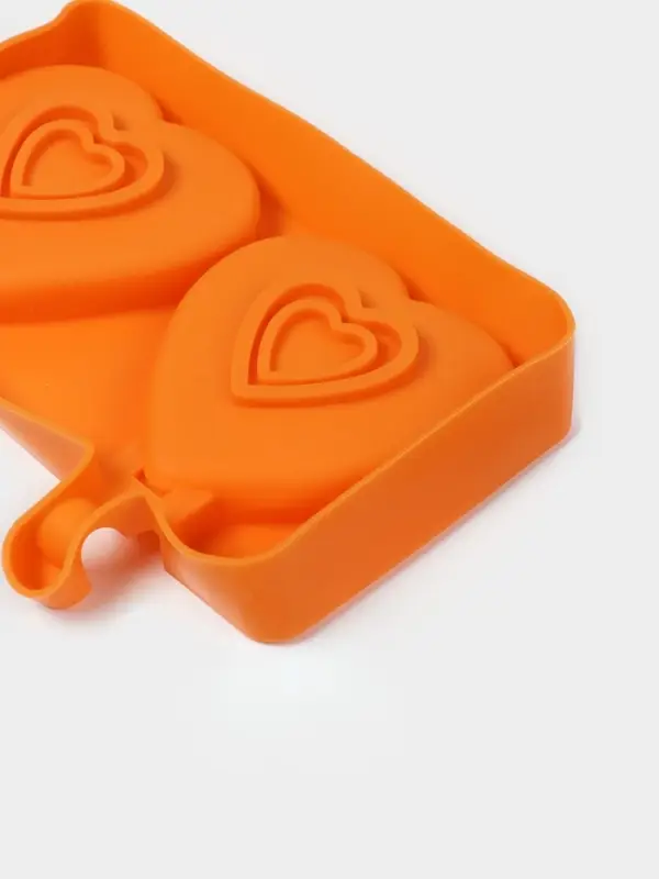 Форма для мороженого &laquo;Сердечко&raquo;, силикон, 19.5&times;14&times;2.5 см, 2 ячейки (8.4&times;9 см), МИКС