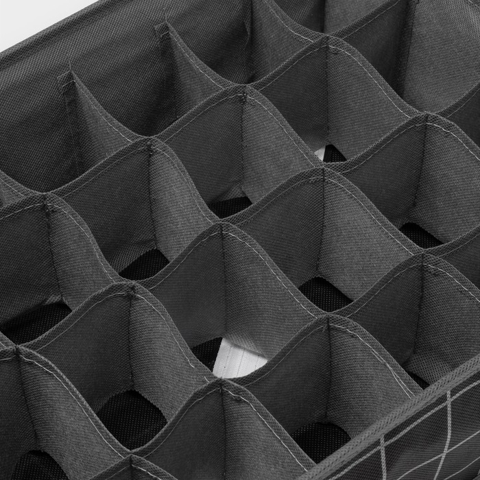 Органайзер для хранения белья Доляна «Кло», 24 ячейки, 38×30×12 см, цвет чёрный Органайзер для хранения белья Доляна «Кло», 24 ячейки, 38×30×12 см, цвет чёрный