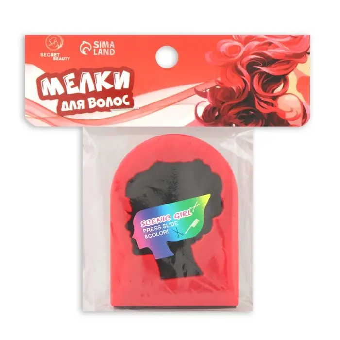 Мелок для волос с зажимом, красный Мелок для волос с зажимом, красный