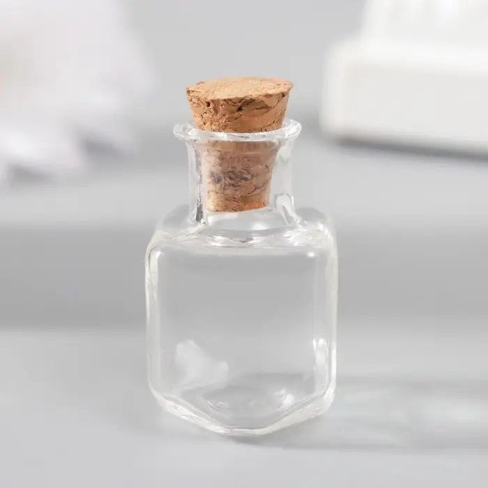 Декор для творчества стекло  Декор для творчества стекло "Баночка с пробкой" 1,5х1,5х2,5 см