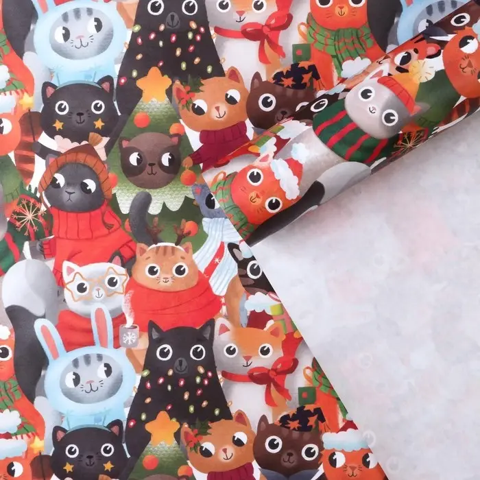 Бумага упаковочная крафтовая «Котики», 50 х 70 см Бумага упаковочная крафтовая «Котики», 50 х 70 см