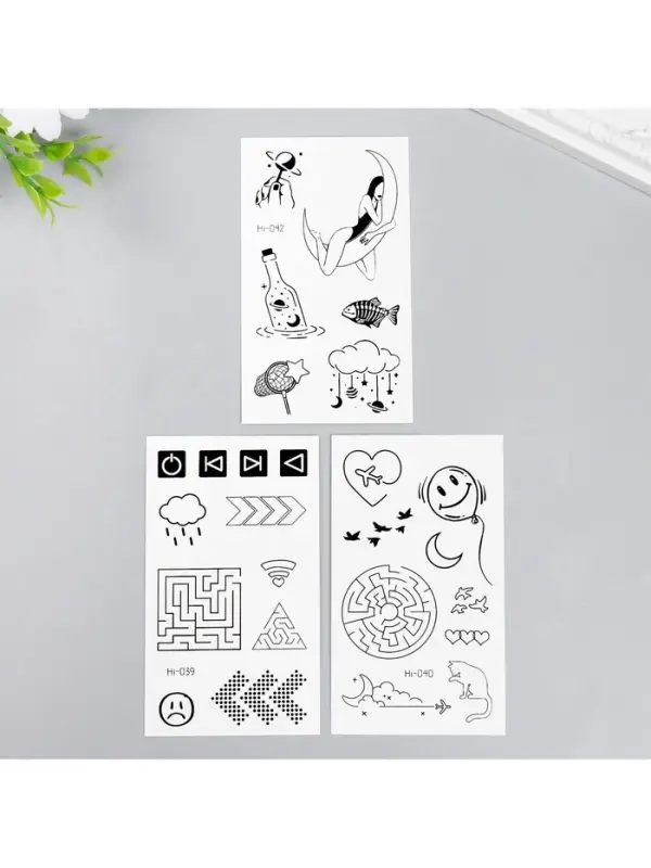 Переводные тату на тело фосфорные «Абстракции», 10×6 см, МИКС