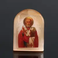 Икона Николай Чудотворец, 6х5 см, селенит