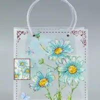 Пакет подарочный прозрачный &laquo;Ромашки-васильки&raquo;, 22&times;10&times;24 см