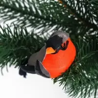Птичка для декора и флористики, на прищепке &laquo;Снегирь&raquo;, 12 см