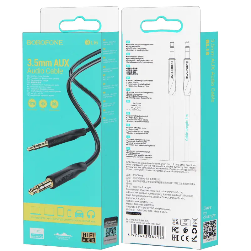 Кабель AUX BL16 1M Borofone черный Кабель AUX BL16 1M Borofone черный
