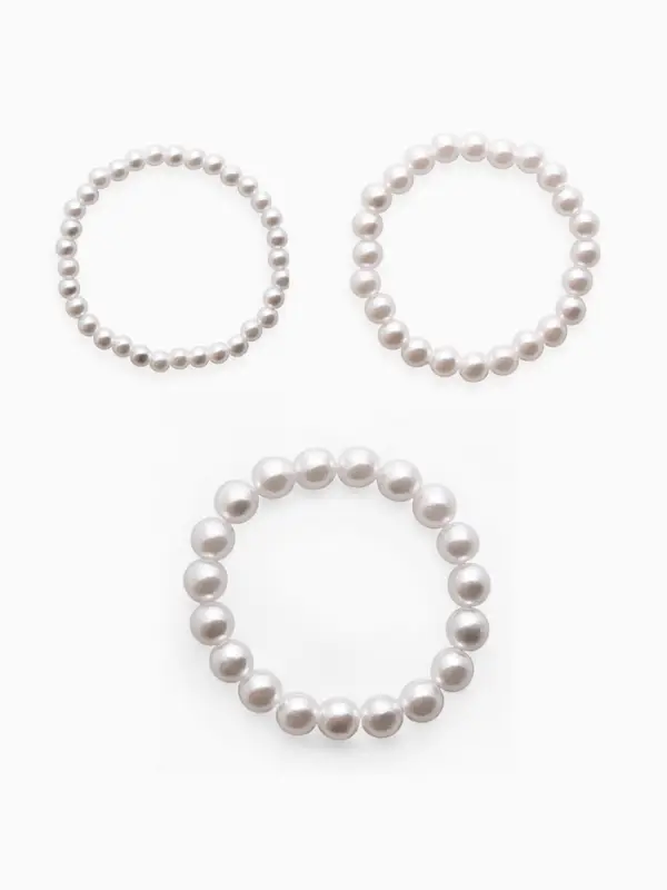 Браслеты жемчуг &laquo;Трио&raquo;, d=7 см, шар № 4.6.8, набор 3 шт. белый