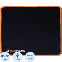 Коврик для мыши BigTech  HMP0010 резина+ткань/25х21х0,2/черный, красный