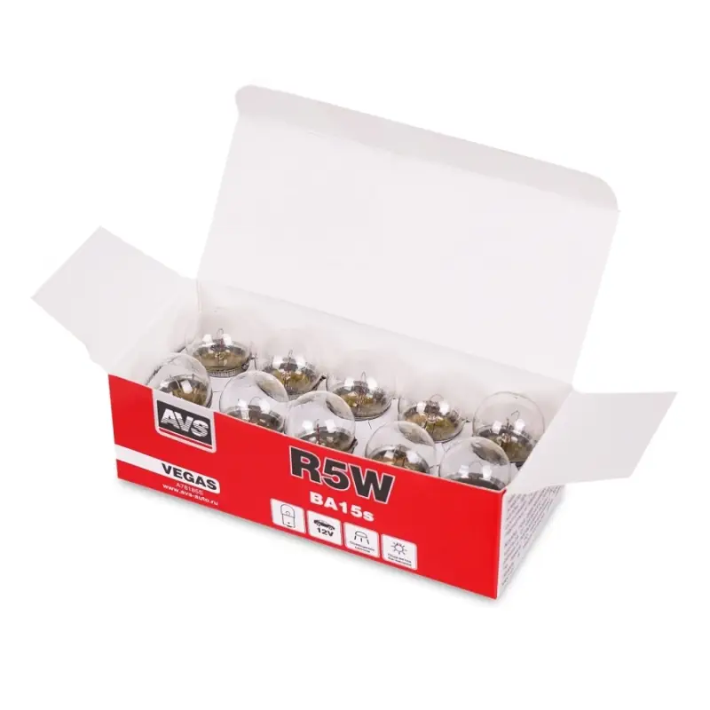 Лампа AVS Vegas 12V. R5W(BA15S) BOX 10шт.