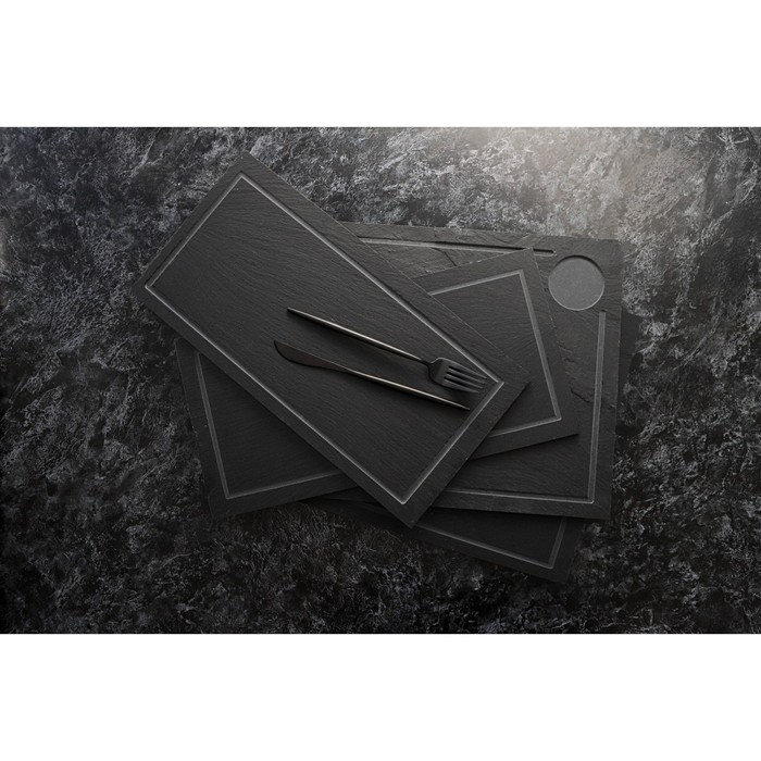 Доска для подачи из сланца Magistro Valley, 20×40 см, с кровостоком Доска для подачи из сланца Magistro Valley, 20×40 см, с кровостоком