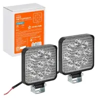 Фара светодиод. квадратная, 9LED, дальний свет, 9Вт, 83х83х22мм, 12В, кмпл. 2шт., STANDARD