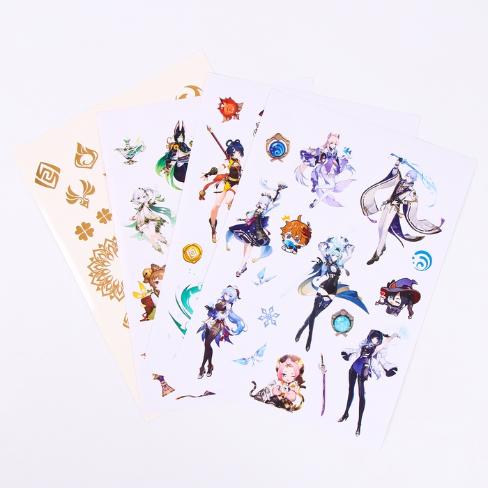 Творческий блокнот «По следам грома» «Геншин» cо стикерами и переводными татуировками, A4 Творческий блокнот «По следам грома» «Геншин» cо стикерами и переводными татуировками, A4