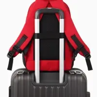 Рюкзак, 27*14*38,5 см, 2 отд 3н/карм, Комби, Водонепрон. дно, красный/черн