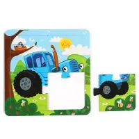 Пазл на подложке &laquo;Весёлый синий трактор&raquo;, 4 детали